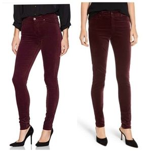 AG The Farrah Skinny High Rise Currant Velvet Jeans 25R